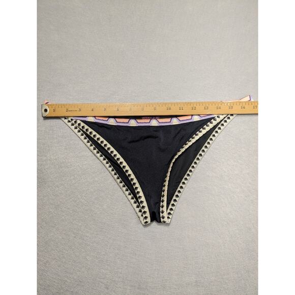 Victoria's Secret Bikini Bottoms Women's Large Black pink Boho y2k EUC - Picture 2 of 6